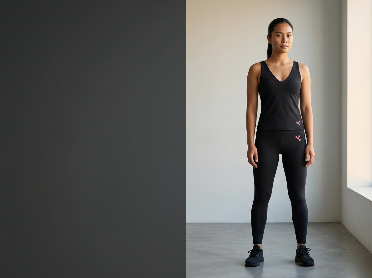 Model wearing iNNER·CiRCLE black sportswear